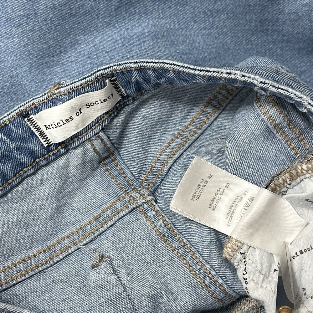 Articles Of Society Light Denim Blue Jenner Wash Mid Rise Straight Slim Jeans 24 - Picture 6 of 6